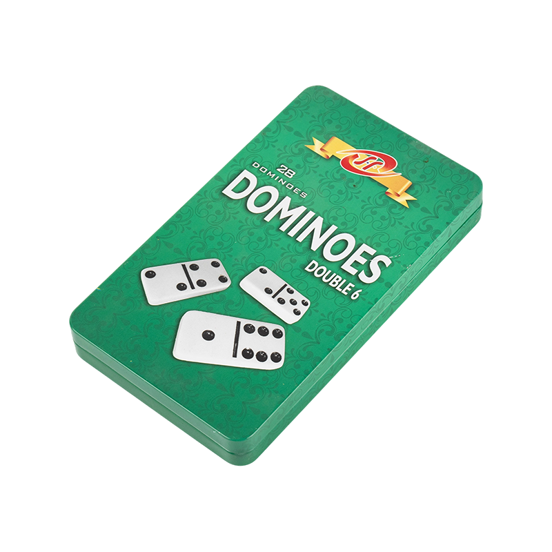 Standar Double Six Domino dalam Kotak Besi Biru Gelap