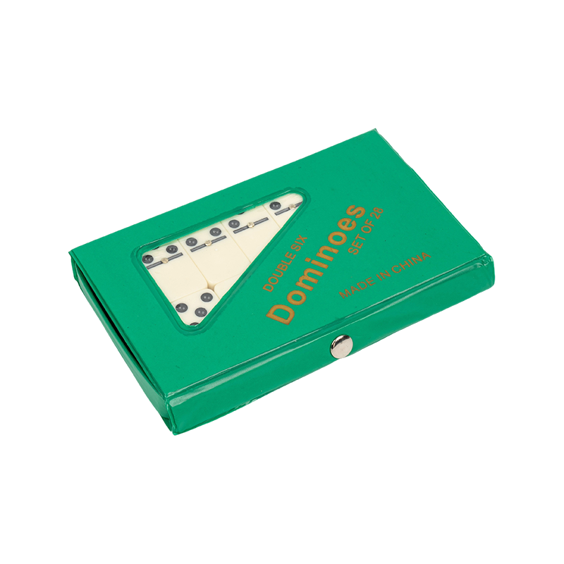 Double Six Dominoes Tiles untuk Orang Dewasa & Anak -Anak dengan Kasing PVC Hijau