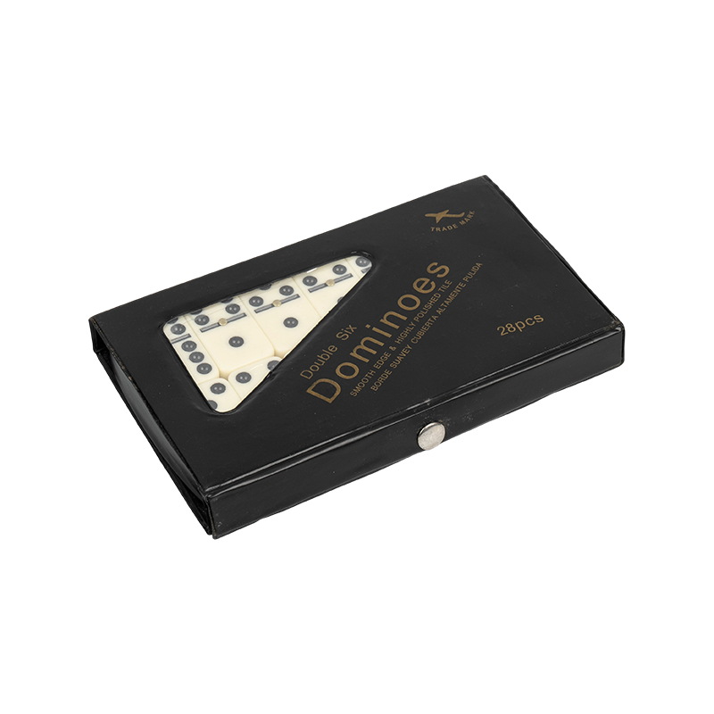 Double Six Dominoes dengan Case Vinyl Hitam