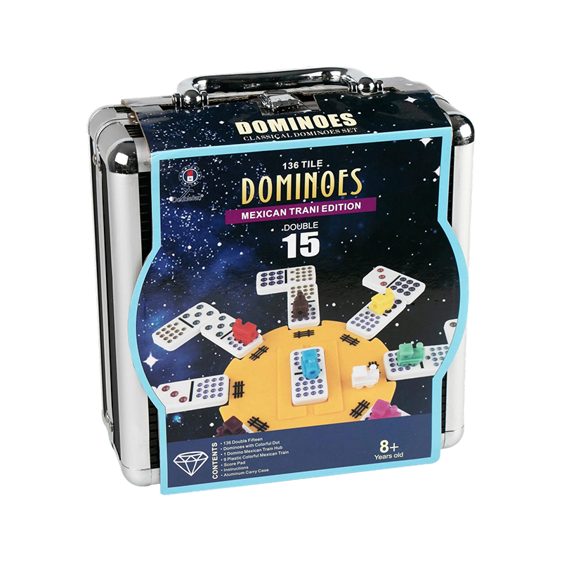 2-10 Pemain 136 Judul Berwarna Double 15 Domino di Kotak Aluminium