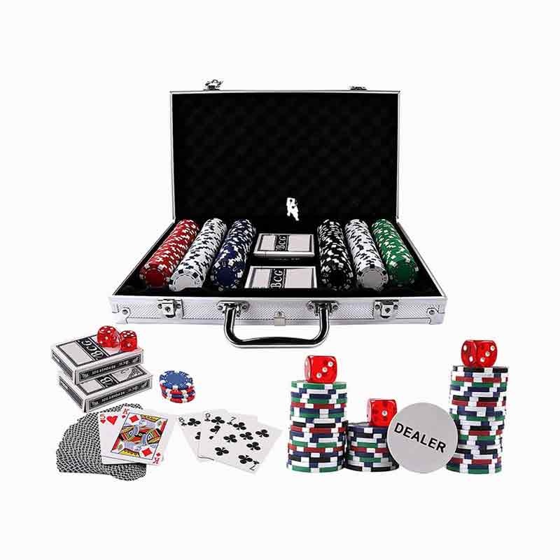 300psc Texas Hold'em Poker Chips Set di kotak aluminium